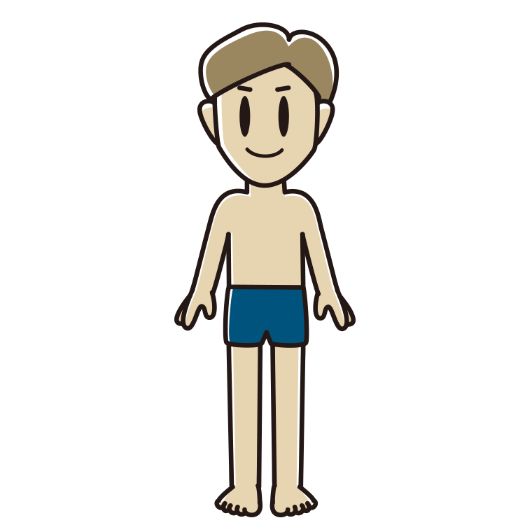 スクール水着の男性のイラスト【色あり、背景なし】透過PNG