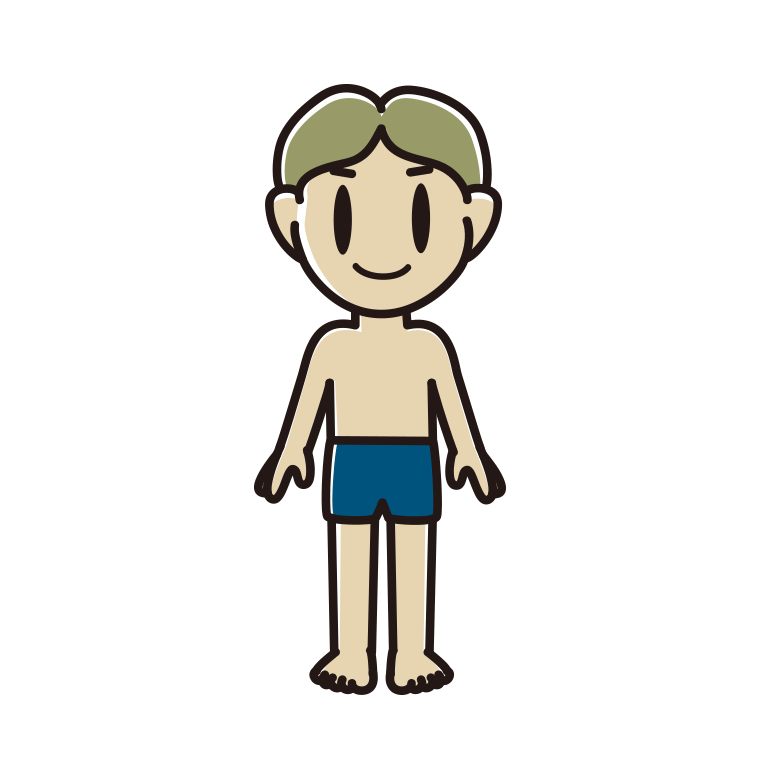 スクール水着の小学生男子のイラスト【色あり、背景なし】透過PNG