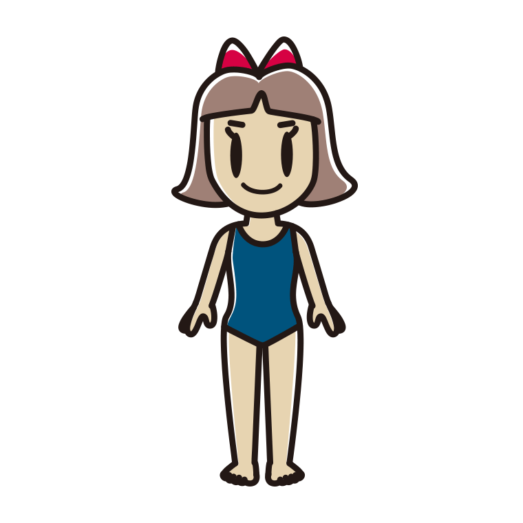スクール水着の小学生女子のイラスト【色あり、背景なし】透過PNG