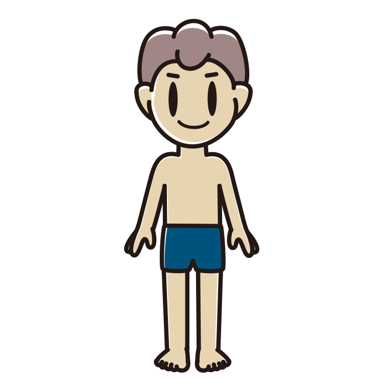 スクール水着の男子中学生のイラスト【色あり、背景なし】透過PNG