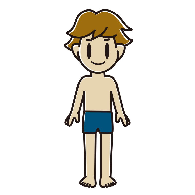 スクール水着の男子高校生のイラスト【色あり、背景なし】透過PNG