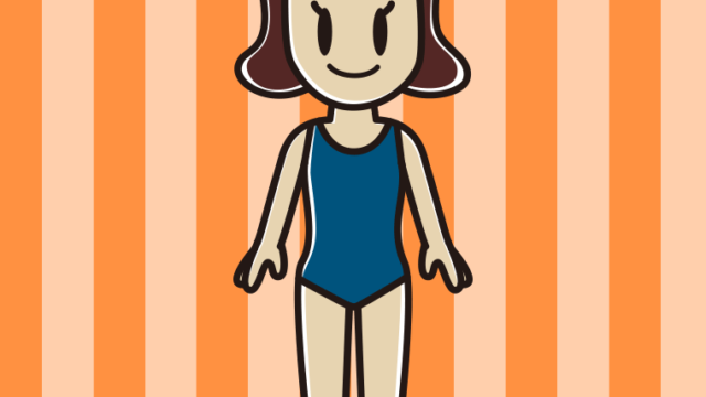 スクール水着の女子高校生のイラスト【色、背景あり】PNG