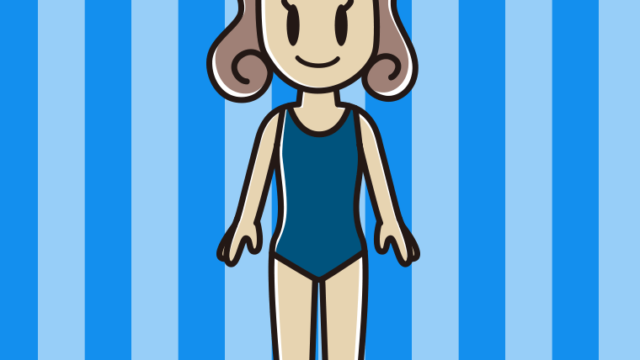 スクール水着の女子大学生のイラスト【色、背景あり】PNG