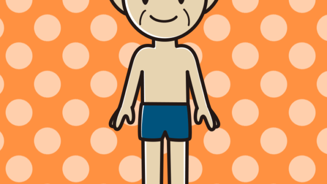 スクール水着のおじいさんのイラスト【色、背景あり】PNG
