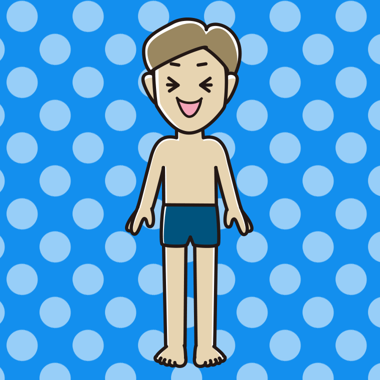 笑うスクール水着の男性のイラスト【色、背景あり】PNG