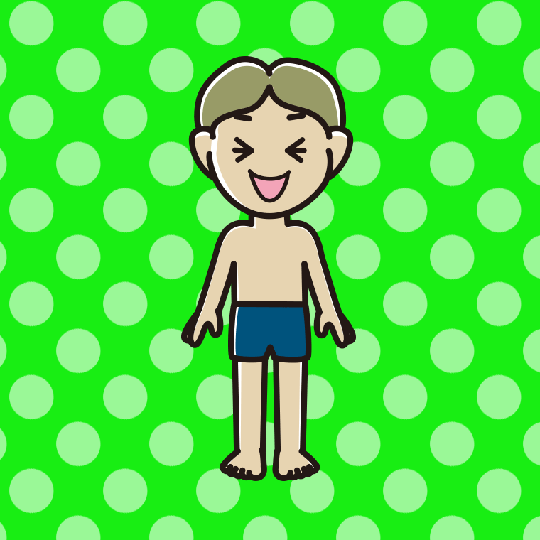 笑うスクール水着の小学生男子のイラスト【色、背景あり】PNG