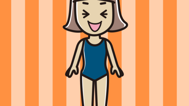 笑うスクール水着の小学生女子のイラスト【色、背景あり】PNG