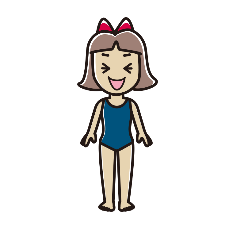 笑うスクール水着の小学生女子のイラスト【色あり、背景なし】透過PNG