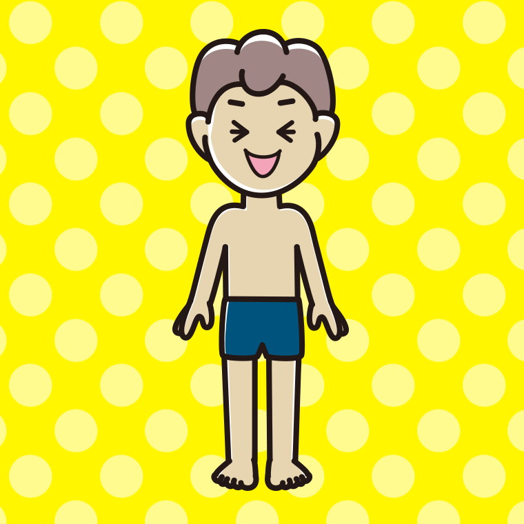 笑うスクール水着の男子中学生のイラスト【色、背景あり】PNG