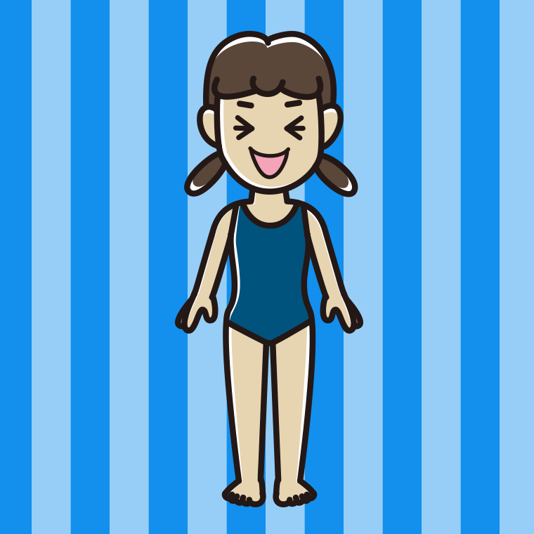 笑うスクール水着の女子中学生のイラスト【色、背景あり】PNG