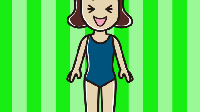 笑うスクール水着の女子高校生のイラスト【色、背景あり】PNG