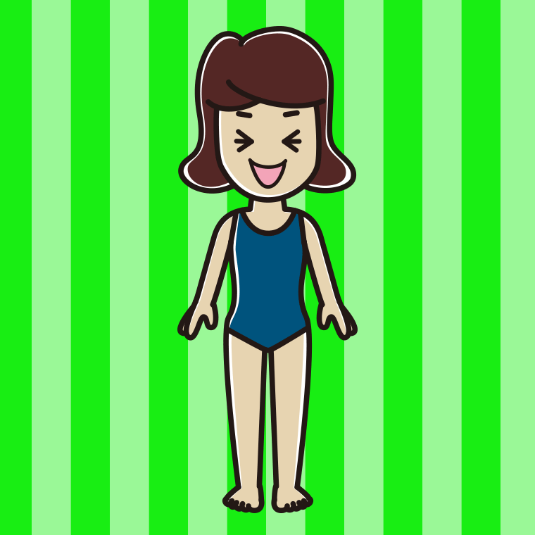 笑うスクール水着の女子高校生のイラスト【色、背景あり】PNG