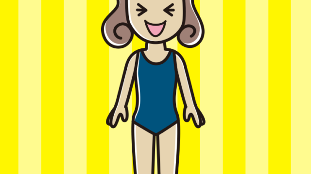 笑うスクール水着の女子大学生のイラスト【色、背景あり】PNG