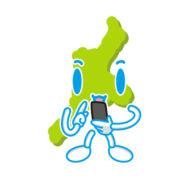 スマホを使う三重ちゃんのイラスト【色あり、背景なし】透過PNG