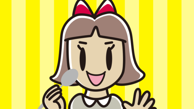 カレーライスを食べる小学生女子のイラスト【色、背景あり】PNG