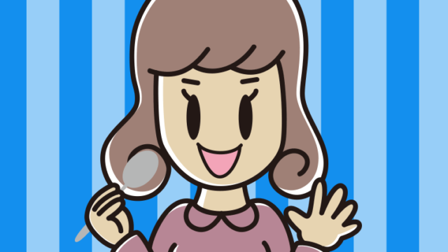 カレーライスを食べる女子大学生のイラスト【色、背景あり】PNG