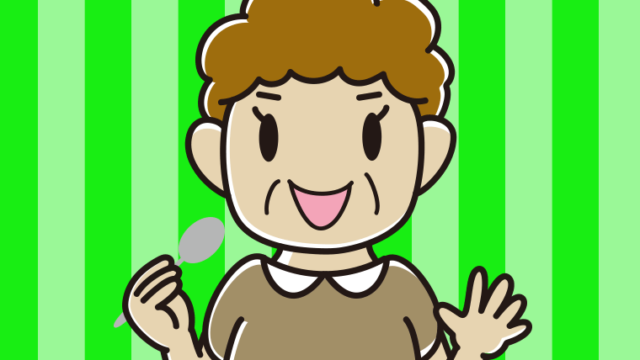 カレーライスを食べるおばさんのイラスト【色、背景あり】PNG