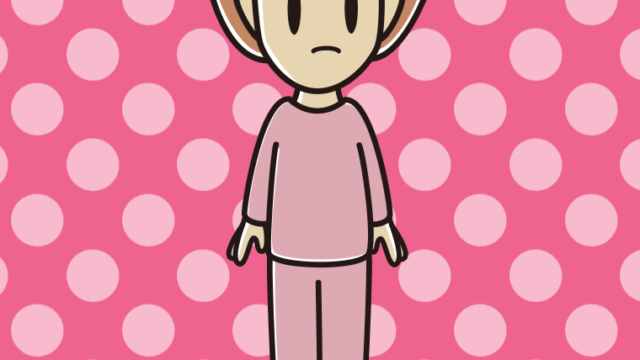 何かに気付く部屋着の女性のイラスト【色、背景あり】PNG