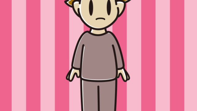 何かに気付く部屋着の男子高校生のイラスト【色、背景あり】PNG