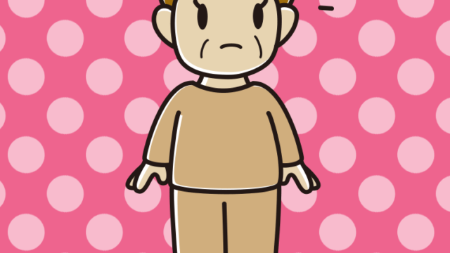 何かに気付く部屋着のおばさんのイラスト【色、背景あり】PNG