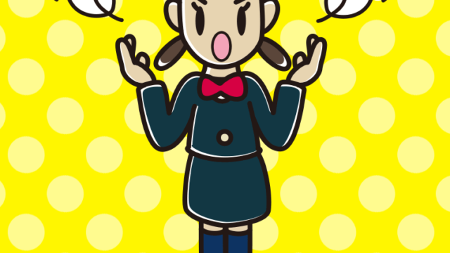 怒りながら話す女子中学生のイラスト【色、背景あり】PNG