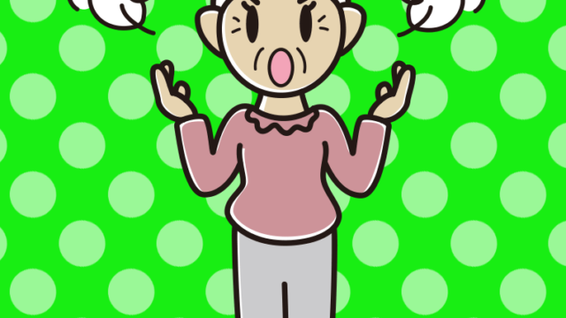 怒りながら話すおばあさんのイラスト【色、背景あり】PNG