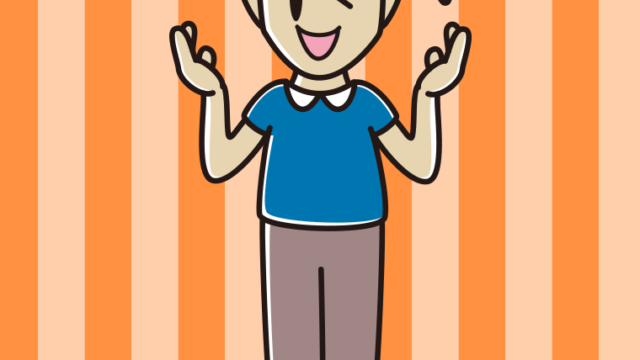 ウインクしながら話す男性のイラスト【色、背景あり】PNG