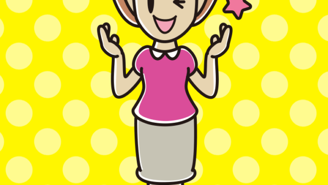 ウインクしながら話す女性のイラスト【色、背景あり】PNG