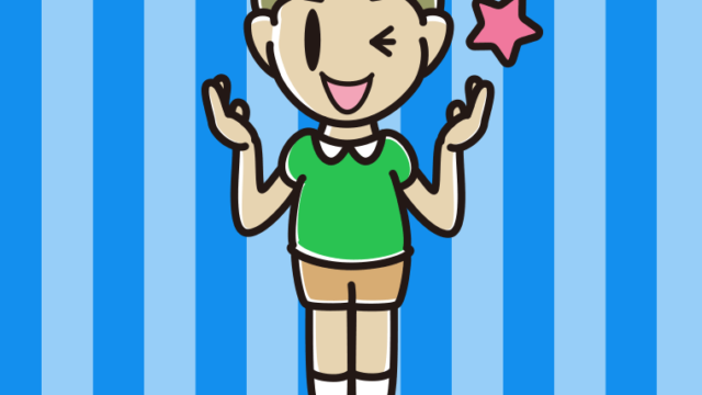 ウインクしながら話す小学生男子のイラスト【色、背景あり】PNG