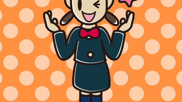 ウインクしながら話す女子中学生のイラスト【色、背景あり】PNG