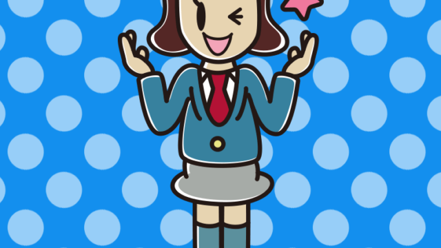 ウインクしながら話す女子高校生のイラスト【色、背景あり】PNG