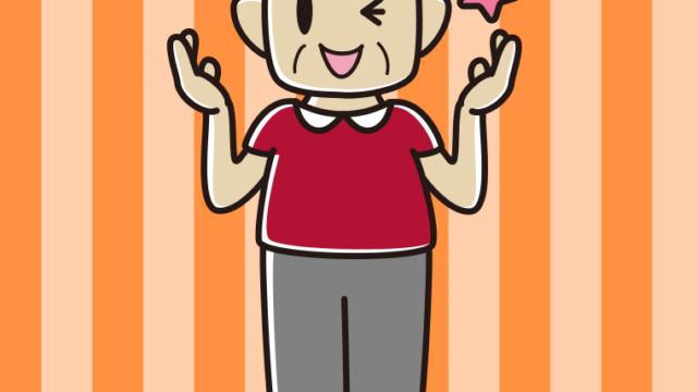 ウインクしながら話すおじさんのイラスト【色、背景あり】PNG