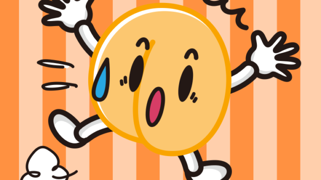 驚くあんずちゃんのイラスト【色、背景あり】PNG