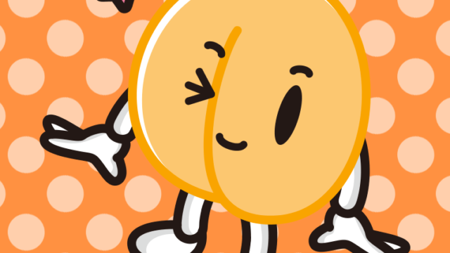 ウインクするあんずちゃんのイラスト【色、背景あり】PNG