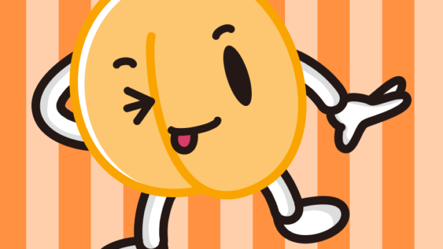 テヘヘなあんずちゃんのイラスト【色、背景あり】PNG