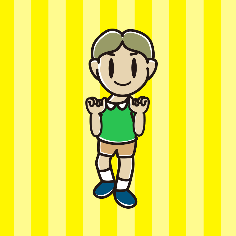 首振りダンスをする小学生男子のイラスト【色、背景あり】PNG