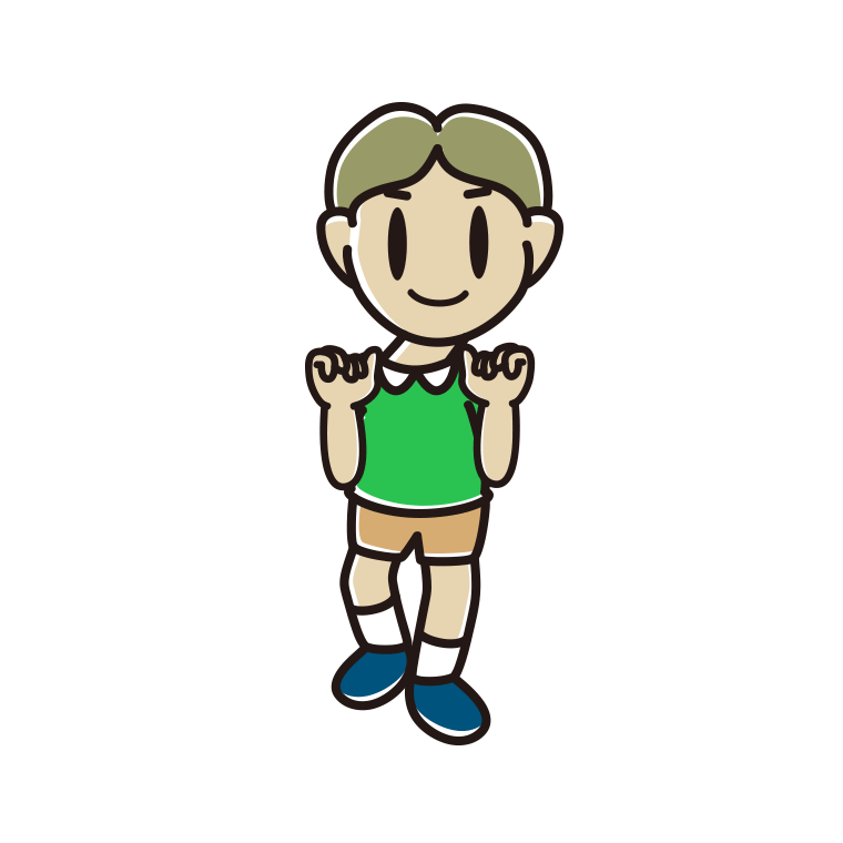 首振りダンスをする小学生男子のイラスト【色あり、背景なし】透過PNG