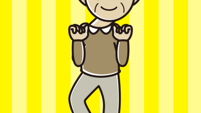 首振りダンスをするおじいさんのイラスト【色、背景あり】PNG