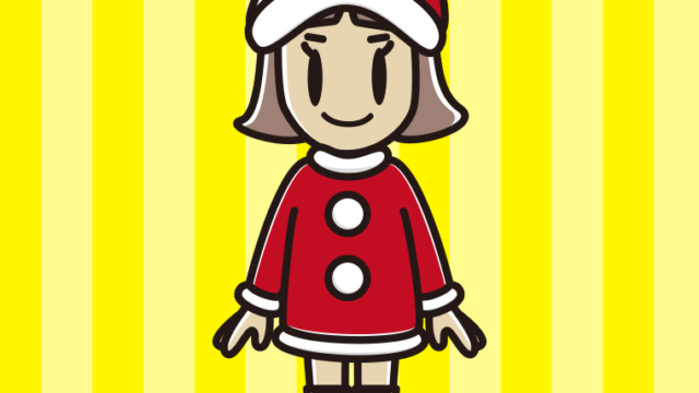 サンタクロースのコスプレをする小学生女子のイラスト【色、背景あり】PNG