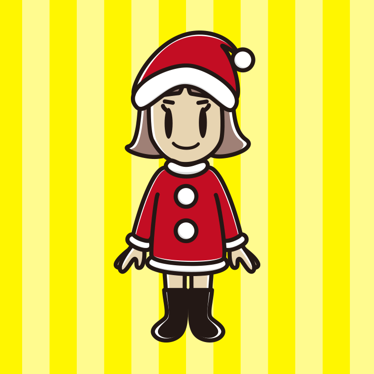 サンタクロースのコスプレをする小学生女子のイラスト【色、背景あり】PNG