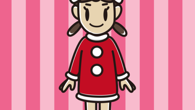 サンタクロースのコスプレをする女子中学生のイラスト【色、背景あり】PNG