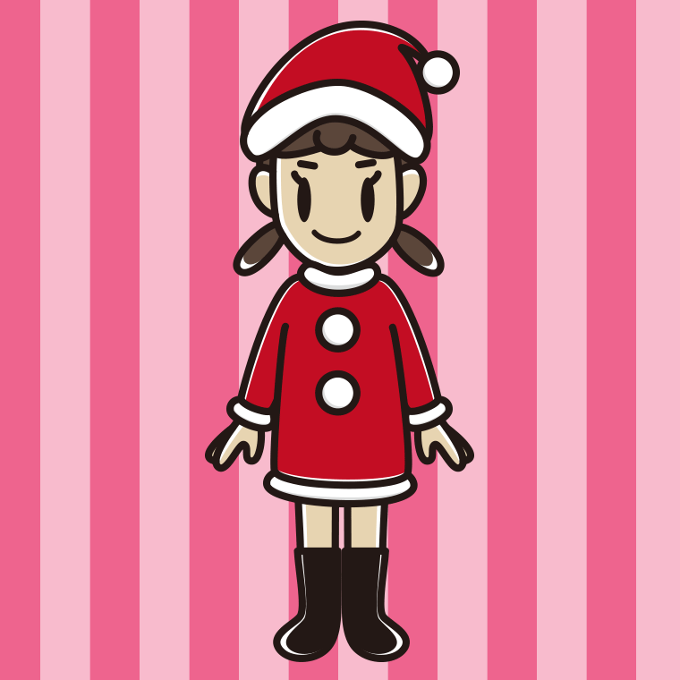 サンタクロースのコスプレをする女子中学生のイラスト【色、背景あり】PNG