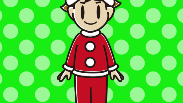 サンタクロースのコスプレをする男子高校生のイラスト【色、背景あり】PNG