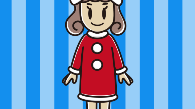 サンタクロースのコスプレをする女子大学生のイラスト【色、背景あり】PNG