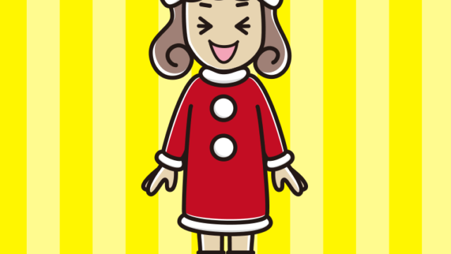 笑うサンタ姿の女子大学生のイラスト【色、背景あり】PNG