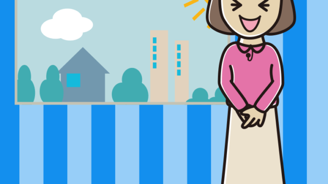 笑う女性アナウンサーのイラスト【色、背景あり】PNG