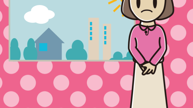 困る女性アナウンサーのイラスト【色、背景あり】PNG