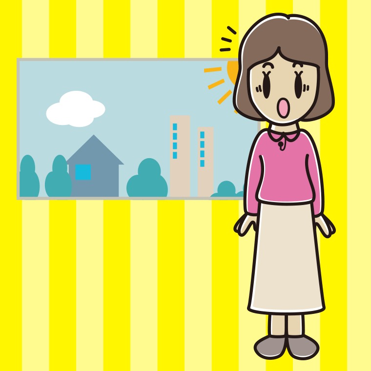 驚く女性アナウンサーのイラスト【色、背景あり】PNG