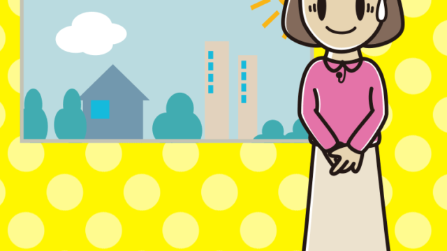 苦笑いする女性アナウンサーのイラスト【色、背景あり】PNG