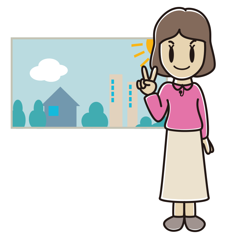 ピースをする女性アナウンサーのイラスト【色あり、背景なし】透過PNG